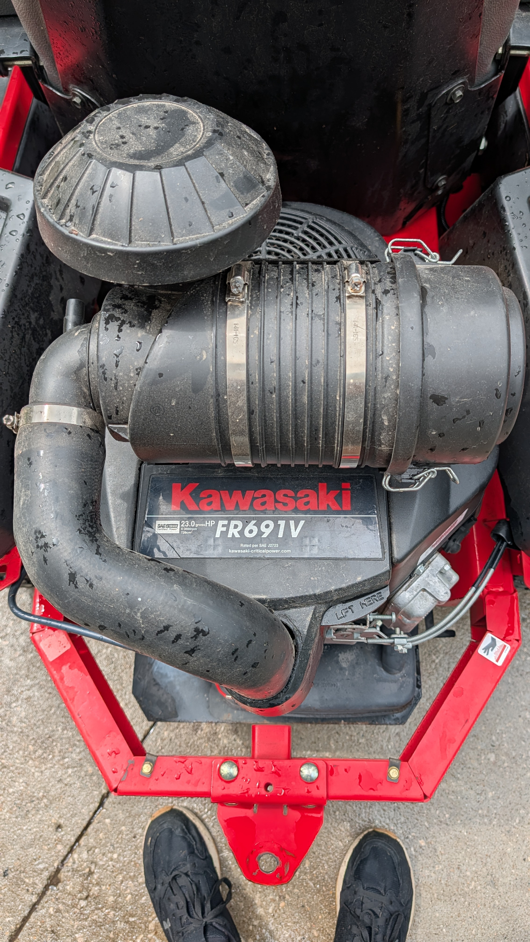 Upgraded canister air filter on a small engine intake